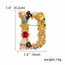 Embellished Initial Brooch - D