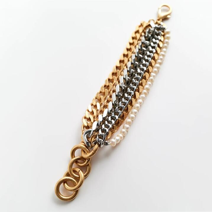 Multi-layered Pearl Link Bracelet